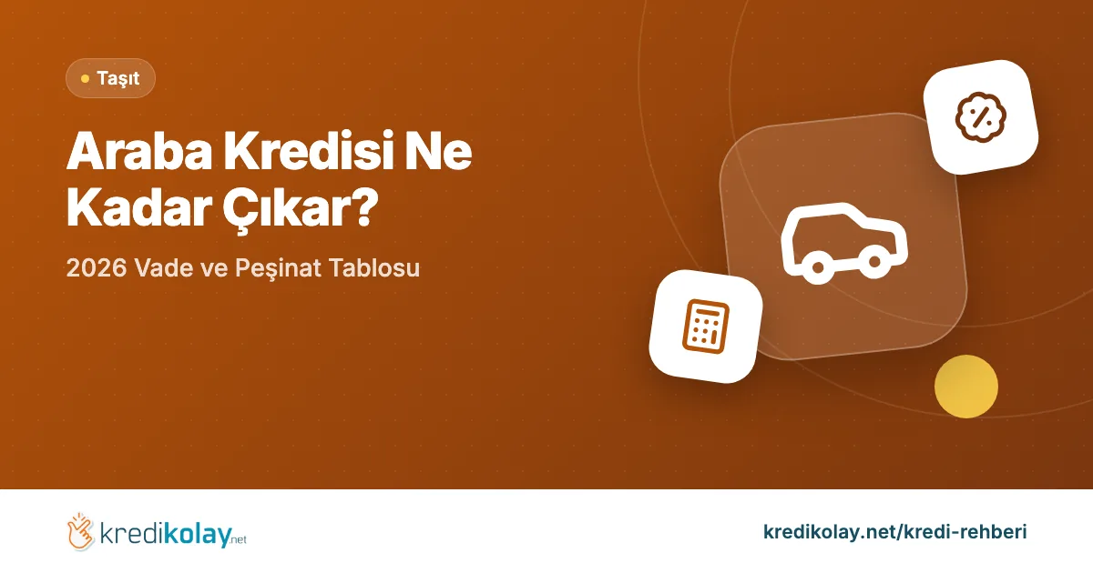 Araba Kredisi Ne Kadar Çıkar? 2026 Vade ve Peşinat Tablosu – KrediKolay kapak görseli